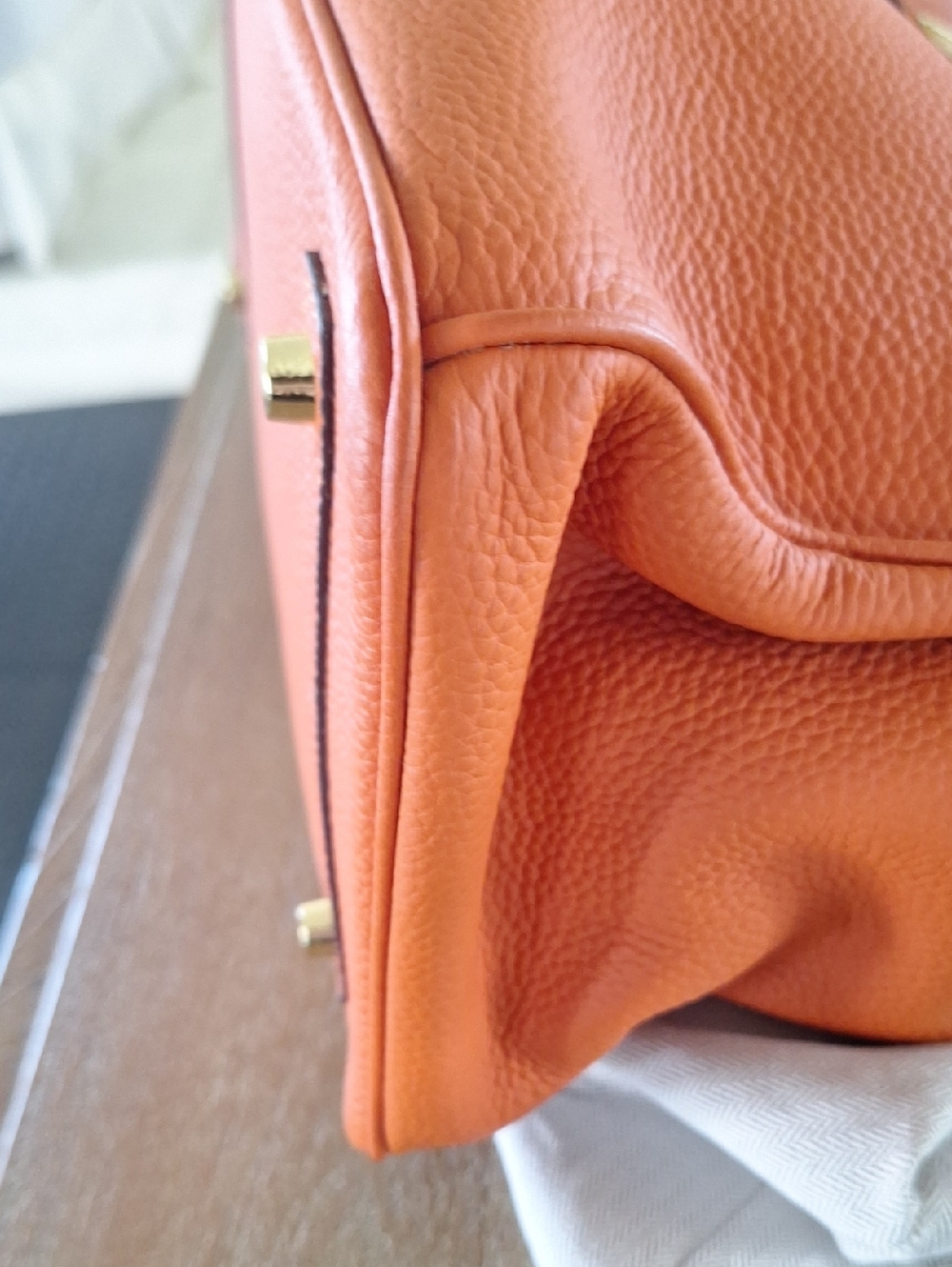 Orange Togo Leather Top-Handle Tote - Picture 3 of 7